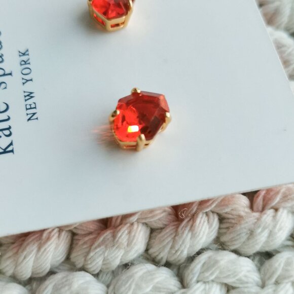 Kate Spade Treasure Trove Gold Pink Sand Stud Earrings NEW AUTHENTIC - Picture 2 of 2